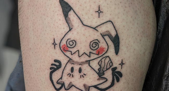 Anime Pikachu/Mimikyu Pokemon tattoo